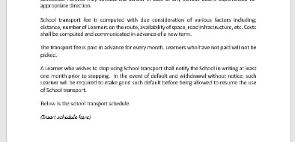 School Transport Policy